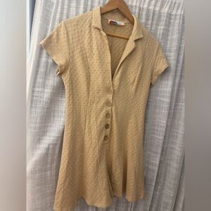 Free People Beach Textured Tan Button-Up Romper